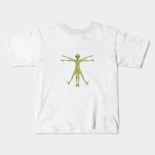 Vitruvian Alien Old Green Kids T-Shirt